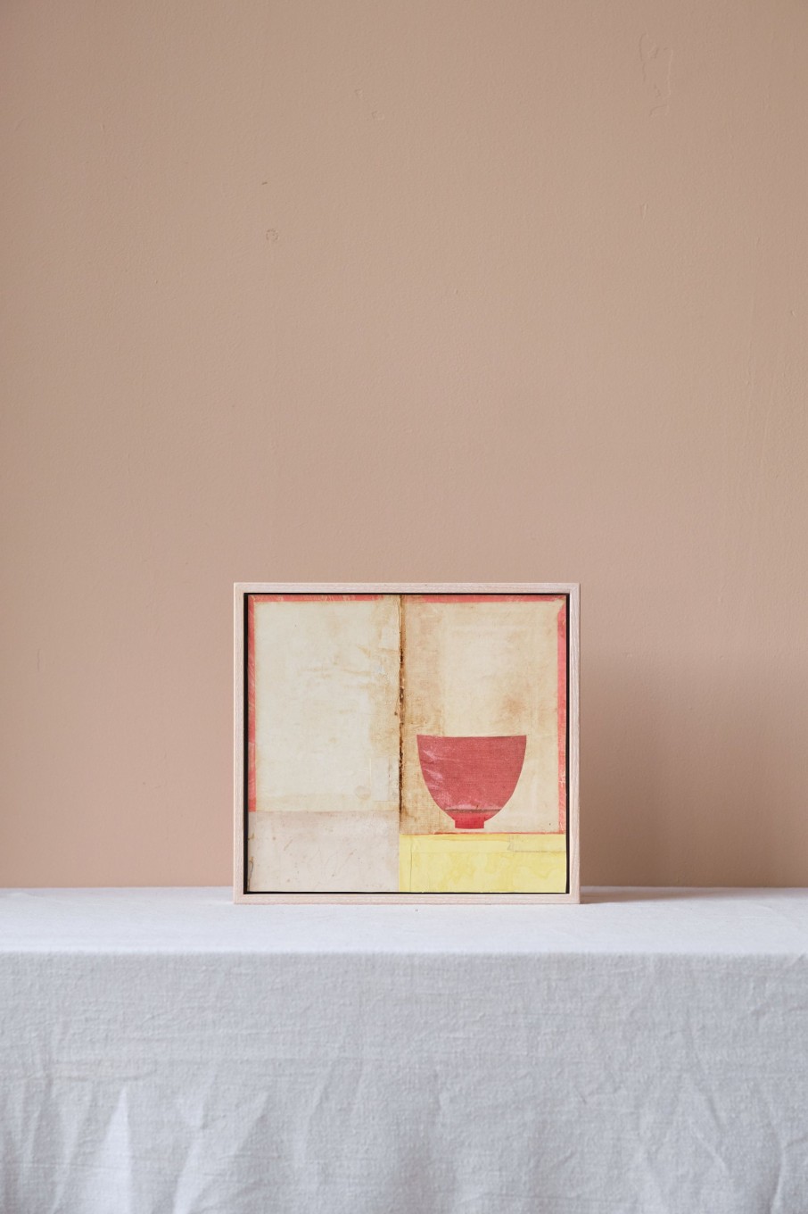 Living POPHAMS | Red Bowl - Vintage Book Cloth Artwork By Katie Mawson